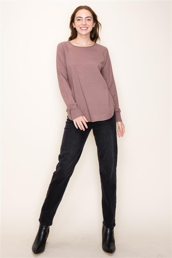 Boat Neck Pullover High Low Sweater