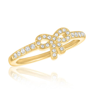 Gold CZ Bow Layered Ring