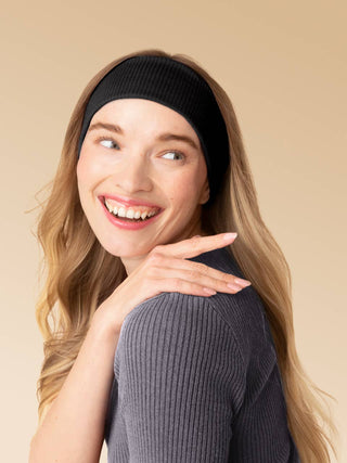 Ribbed Elastic Headband 2-Pack — Black