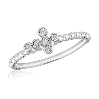 CZ Cross Silver Stack Ring