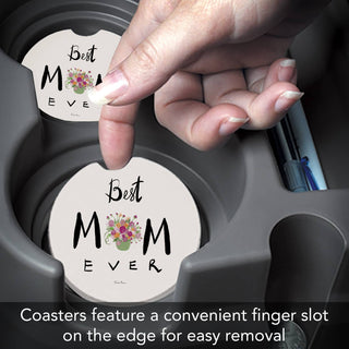 Best Mom Ever Absorbent Stone Car Coaster 1 Pk
