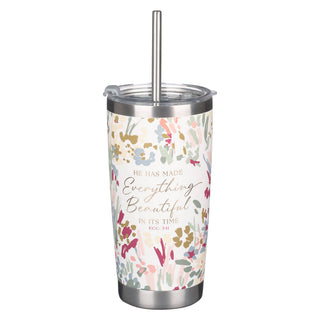 Tumbler w/Straw Floral Everything Beautiful Ecc. 3:11