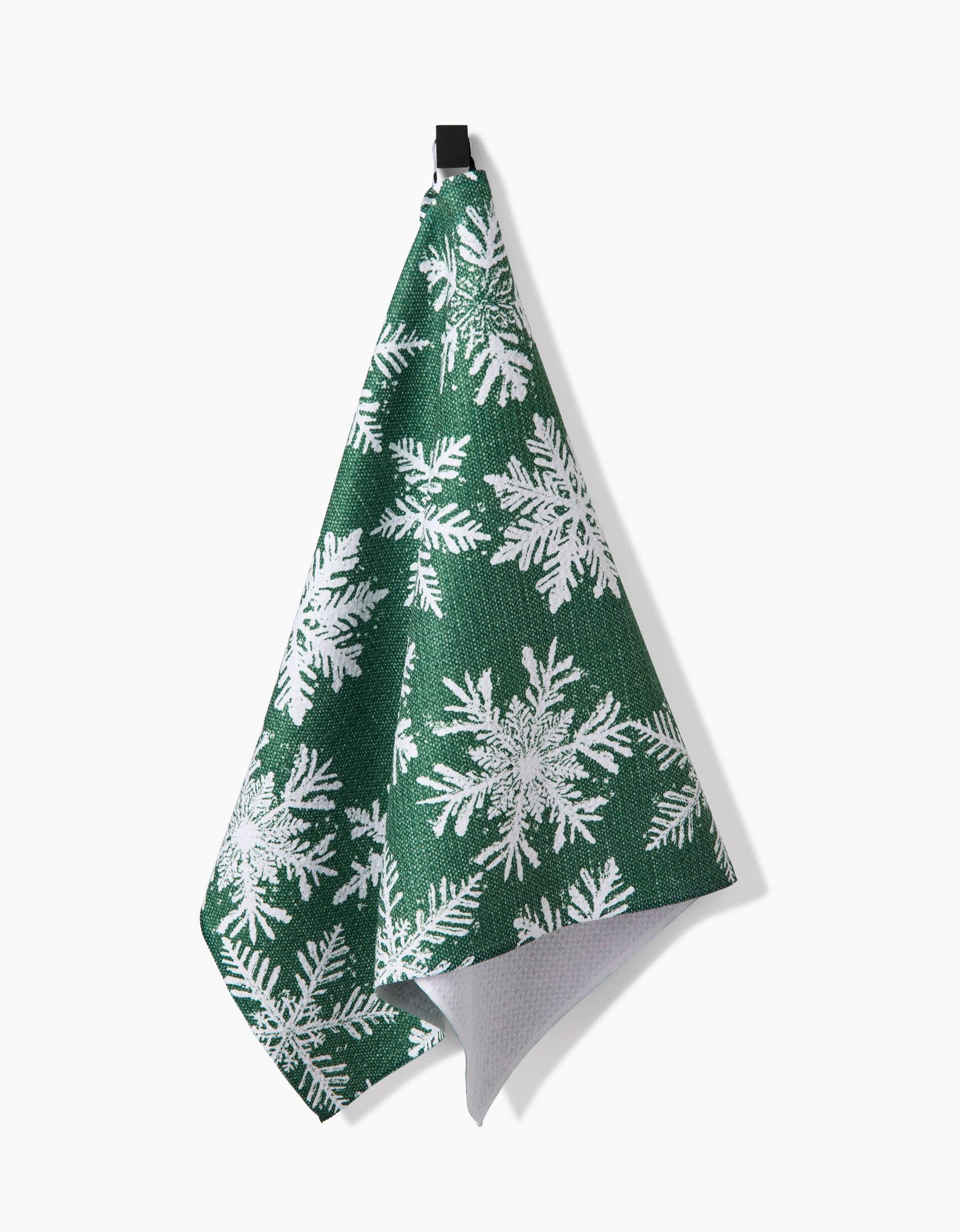 Geometry Snowy Days Green Tea Towel
