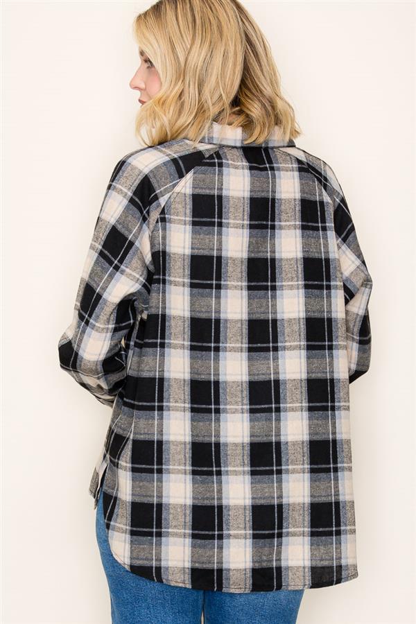 Black Plaid Button Down Shirt