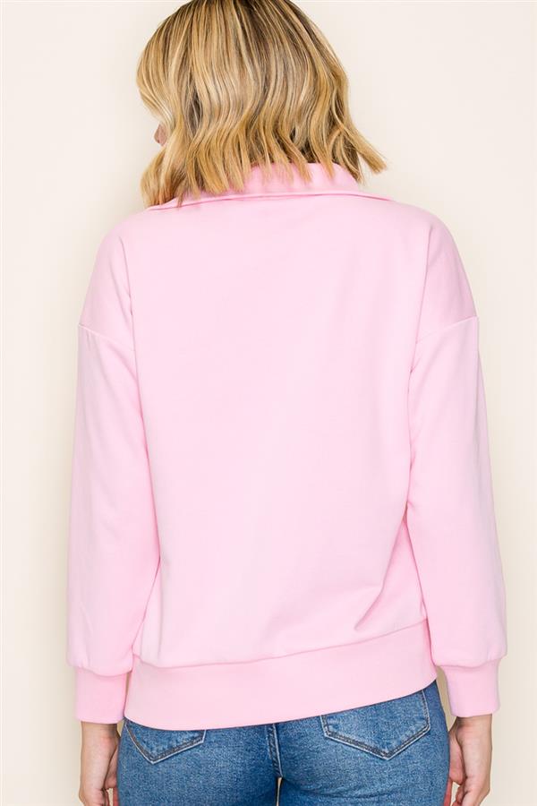 Half Zip Color Pop Sweatshirt