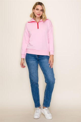 Half Zip Color Pop Sweatshirt FINAL SALE