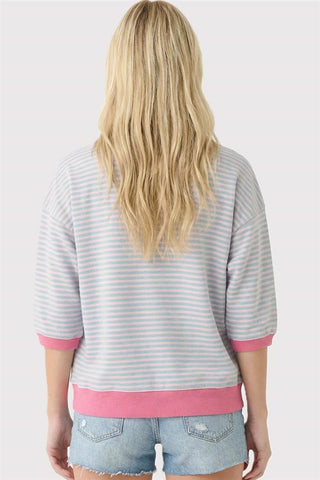 Contrast Band Striped Top