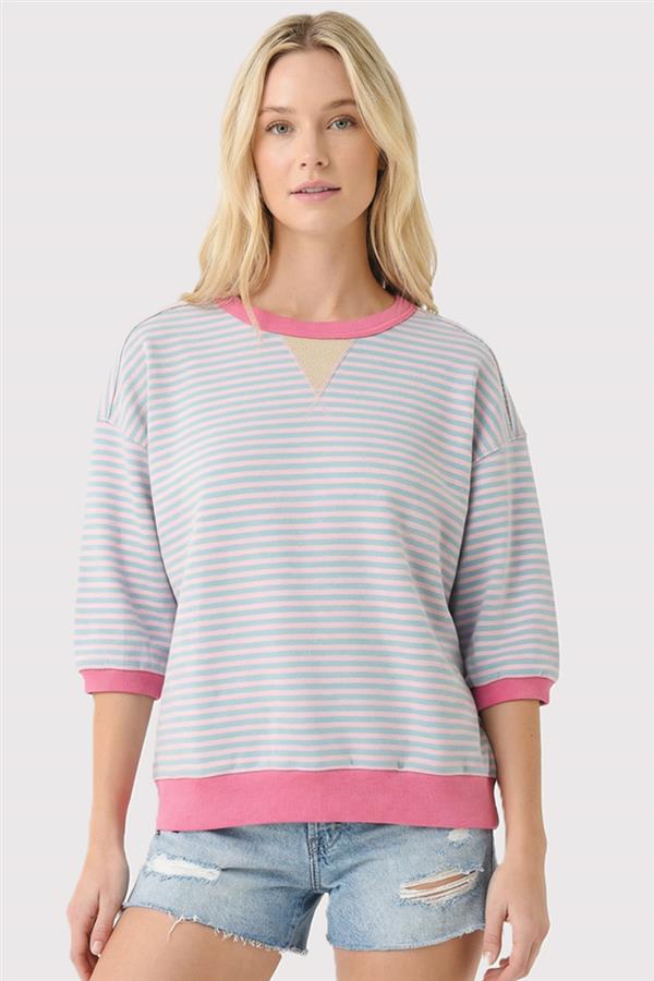 Contrast Band Striped Top