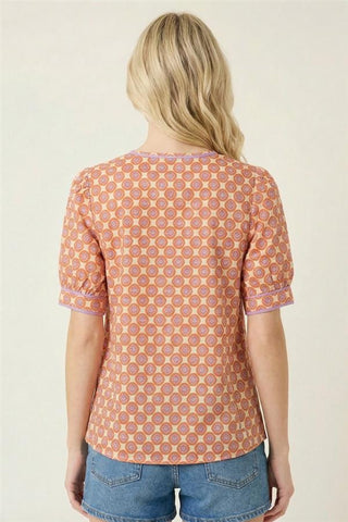 Half Sleeve Geo Printed Top
