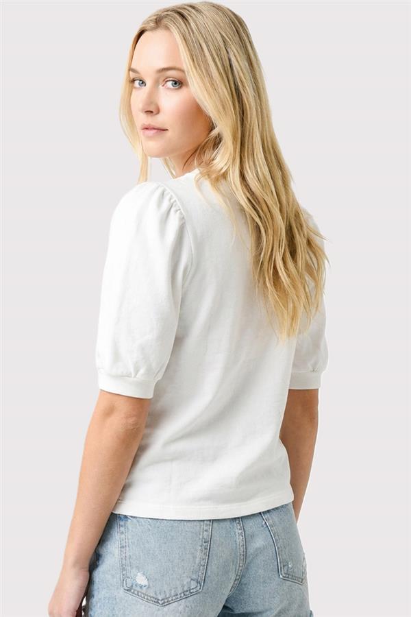 Solid Color Puff Sleeve Sweatshirt