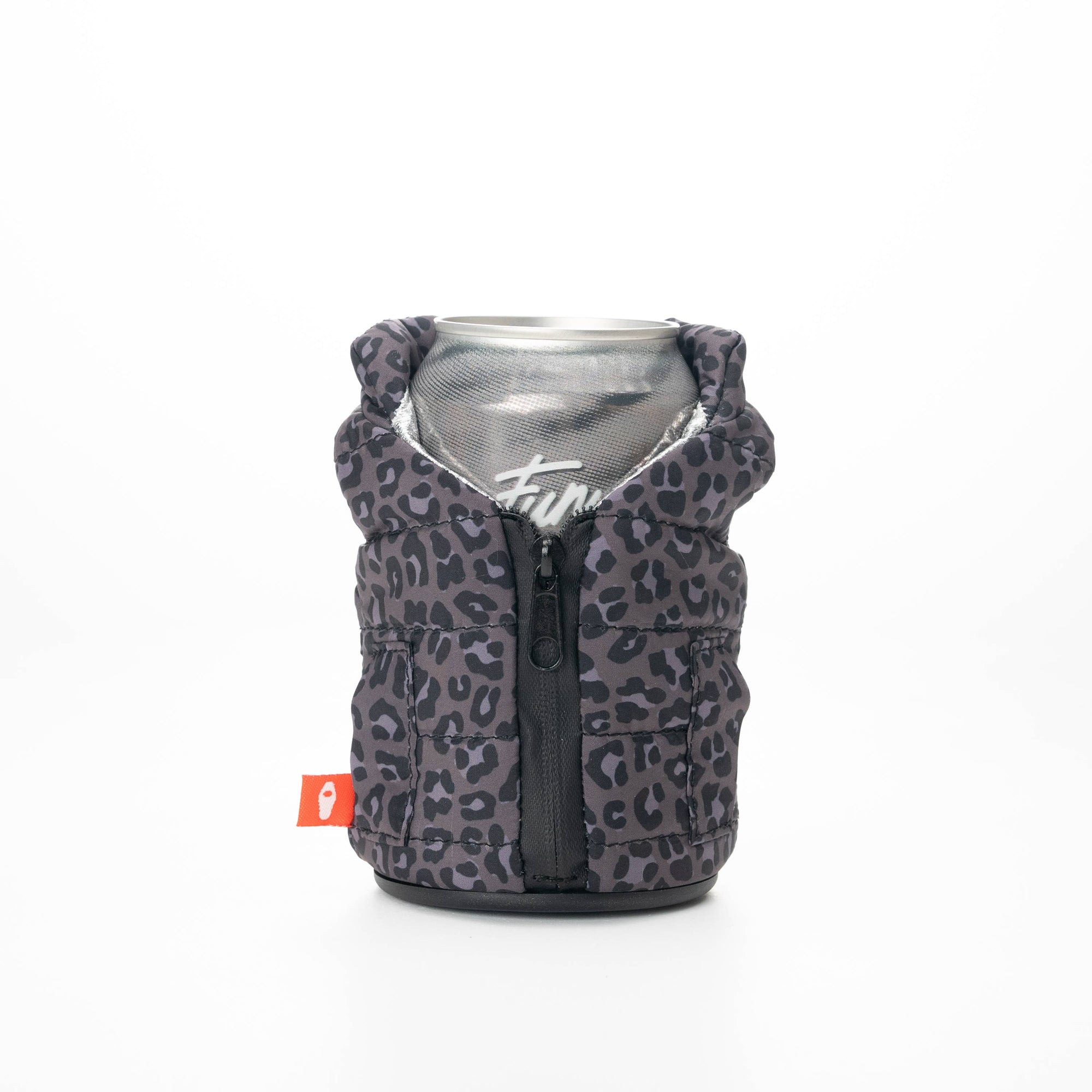 The Puffy Vest - Insulated 12oz Drink Sleeve - Black Leopard