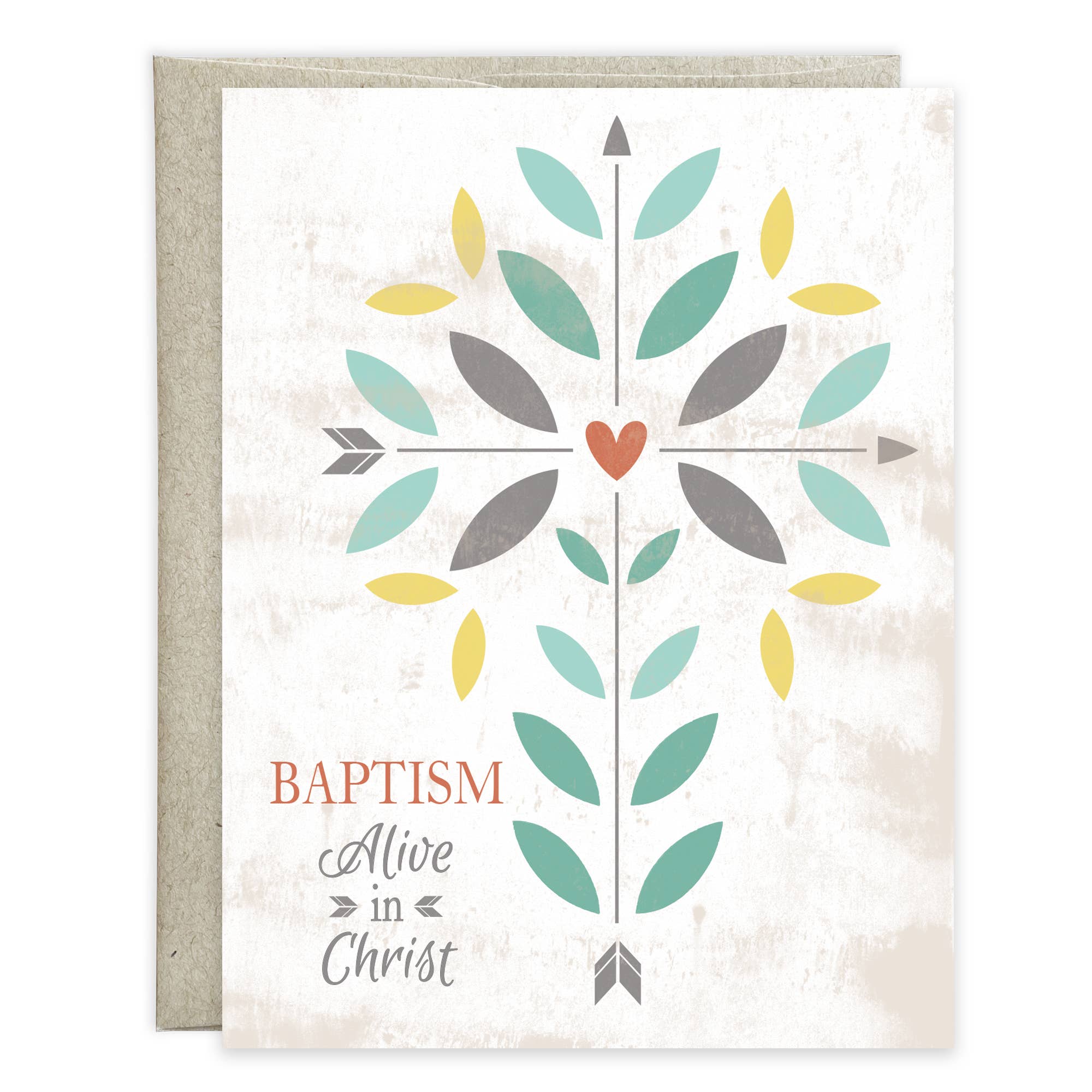 With Scripture Baptism Card - Vines & Hearts Cross