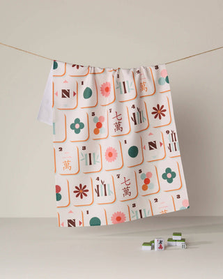 Geometry Cypress Tile Toss Mahjong Tea Towel