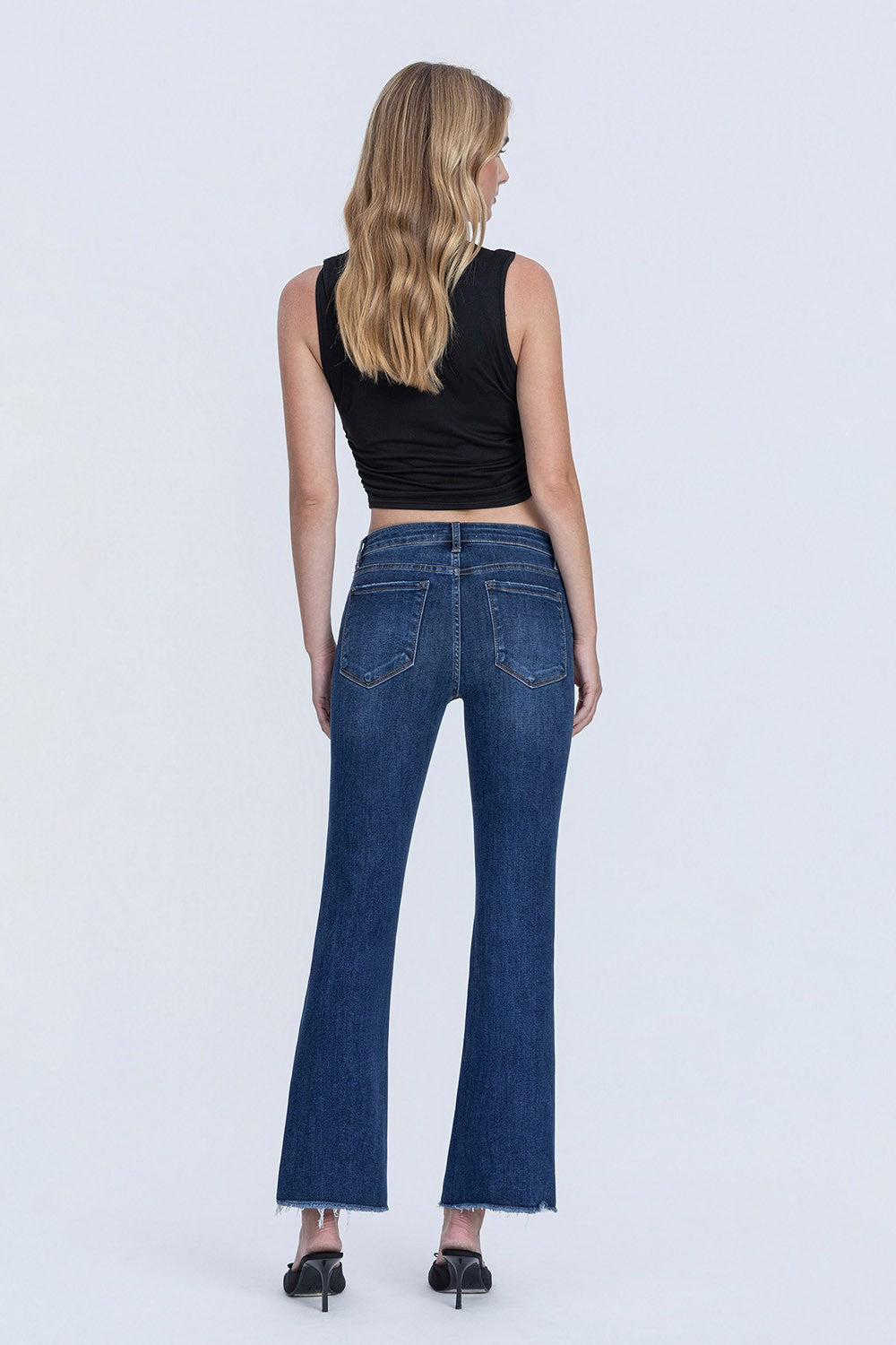 Mid Rise Raw Hem Kick Flare Vervet Jeans