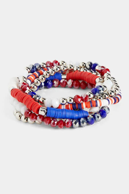Stretch Bracelet Stack - Dolley Red/White/Blue