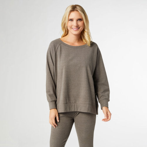 Brushed Side Zip Raglan Sleeve Top