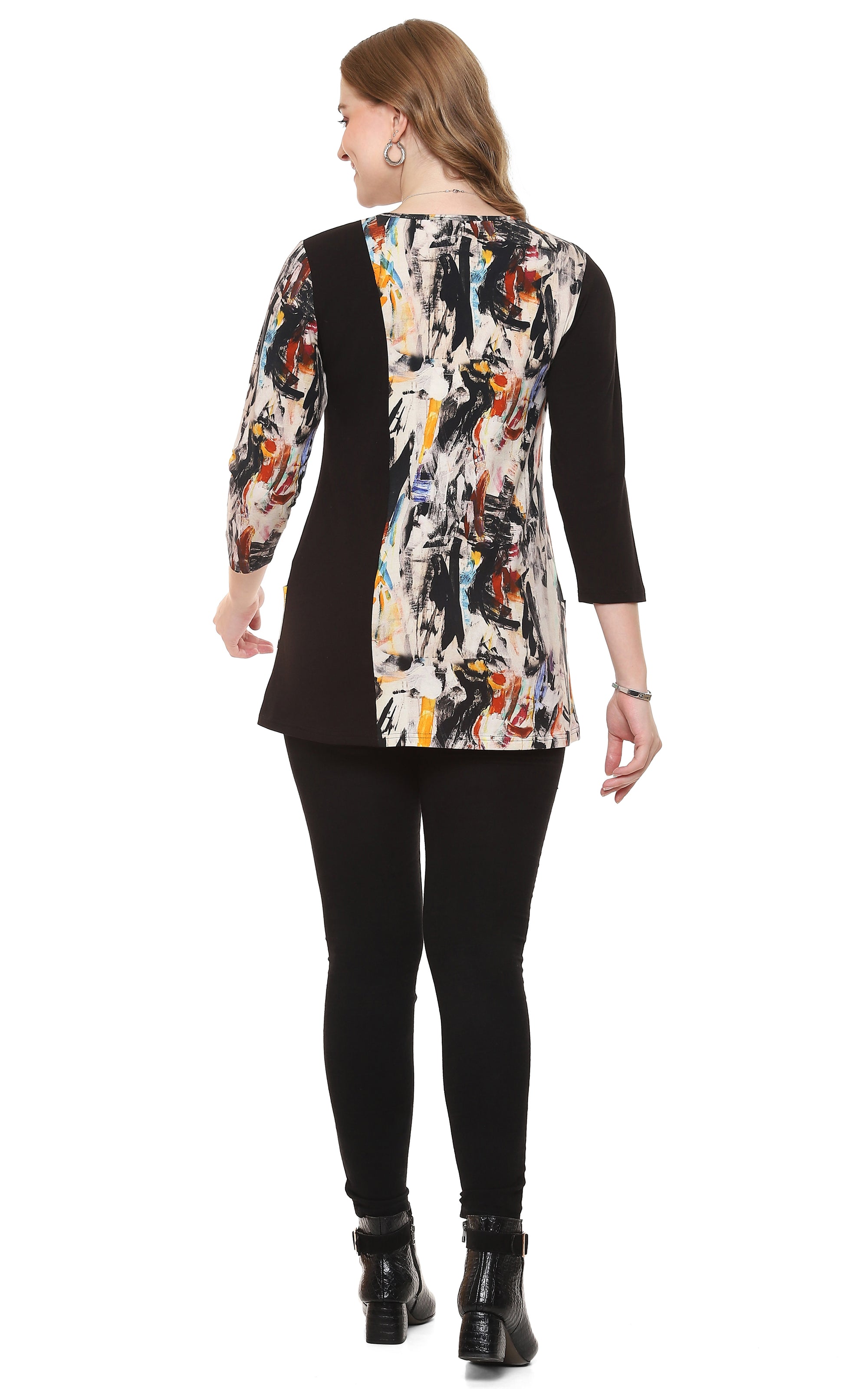 Delta Abstract Print V-Neck Tunic