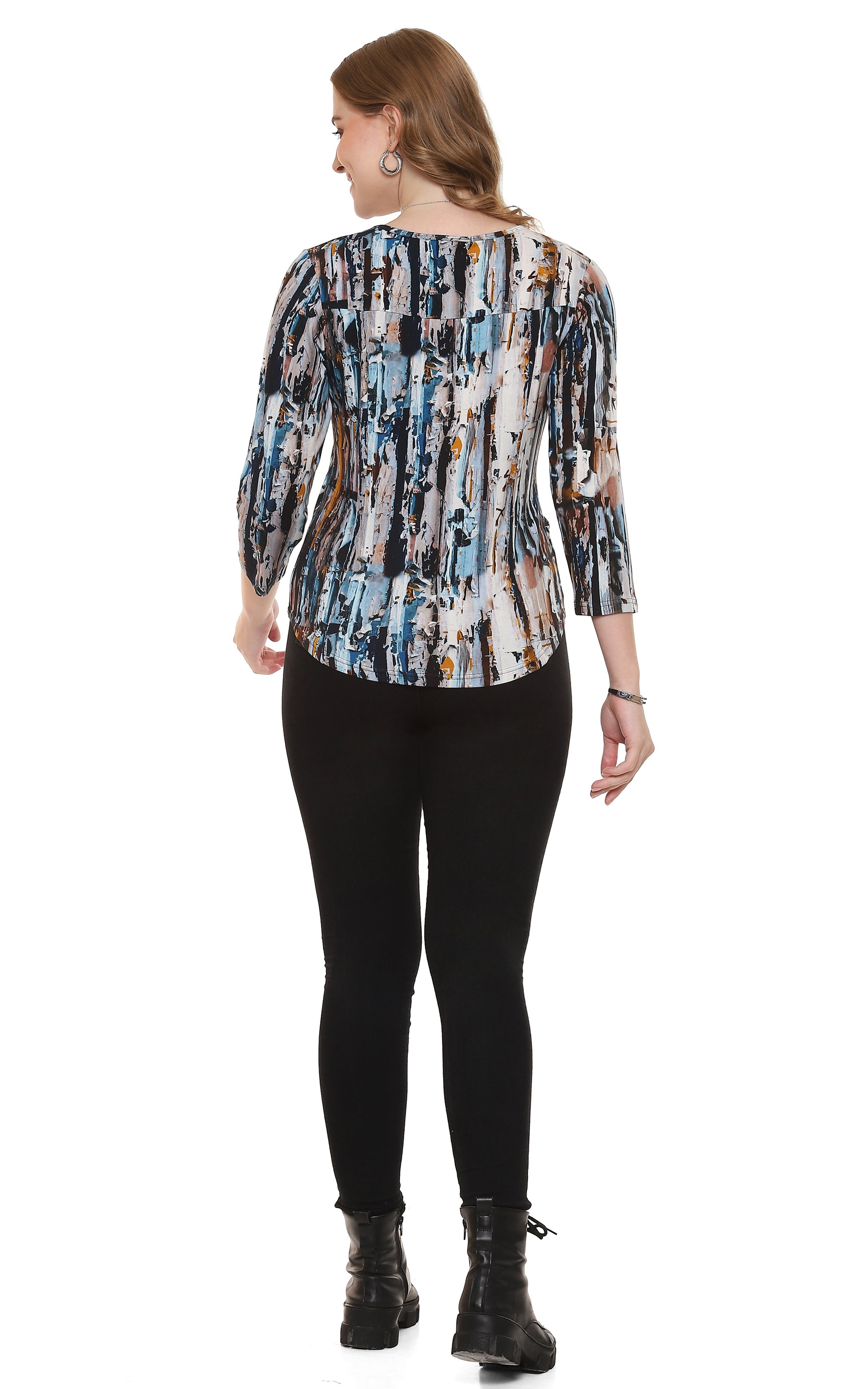 Lizzie Abstract Pattern Button Top