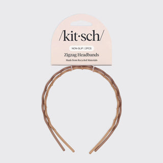 Recycled Plastic Zig Zag Headband 2-Pack — Neutral