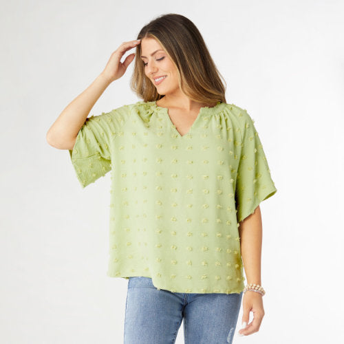 V-Neck Swiss Dot Top