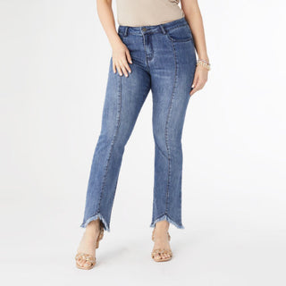 Flare Fringe Notched Bottom Jeans