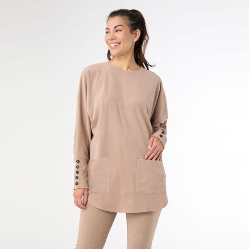 Button Back Detail Brushed Sweater