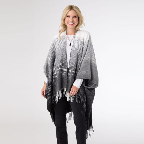 White & Black Ombre Striped Wrap