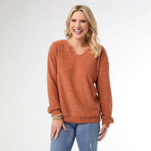 Super Soft V-Neck Textured Top
