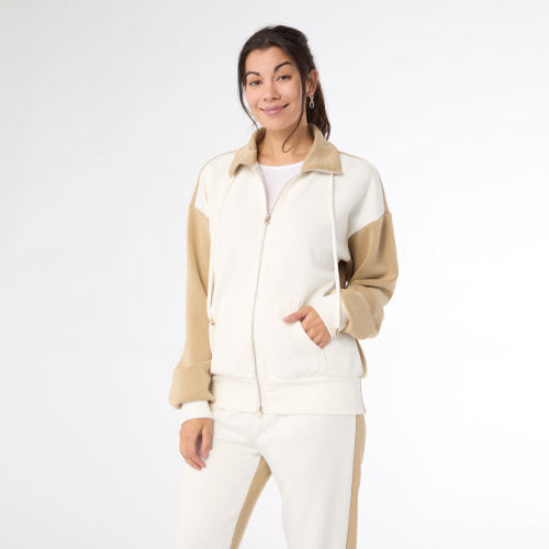 Two-Tone Zip Front Sweatshirt