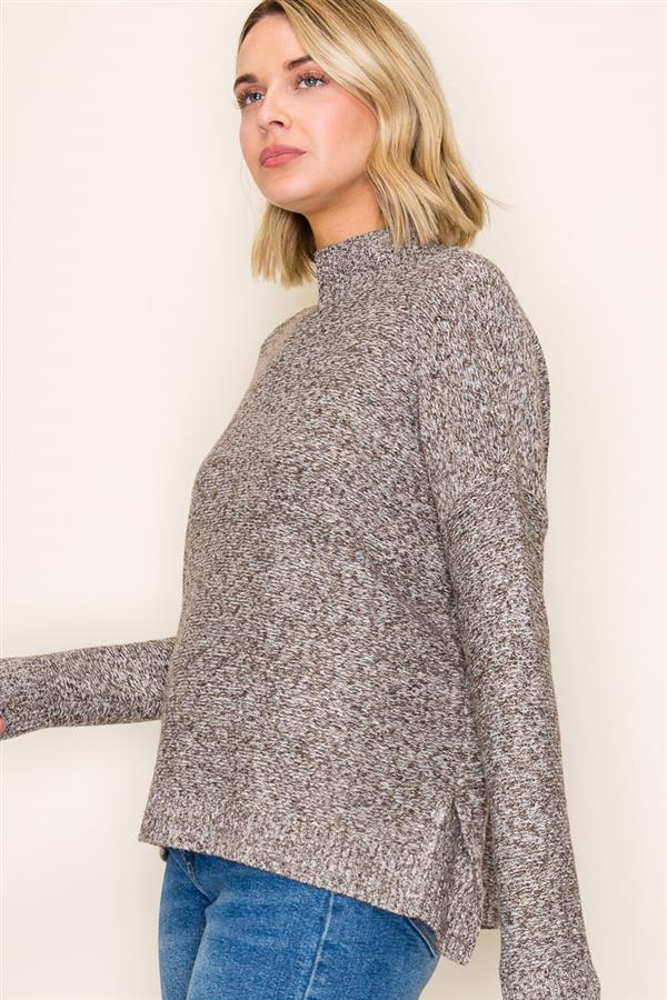 Mock Neck Boxy Pullover Sweater