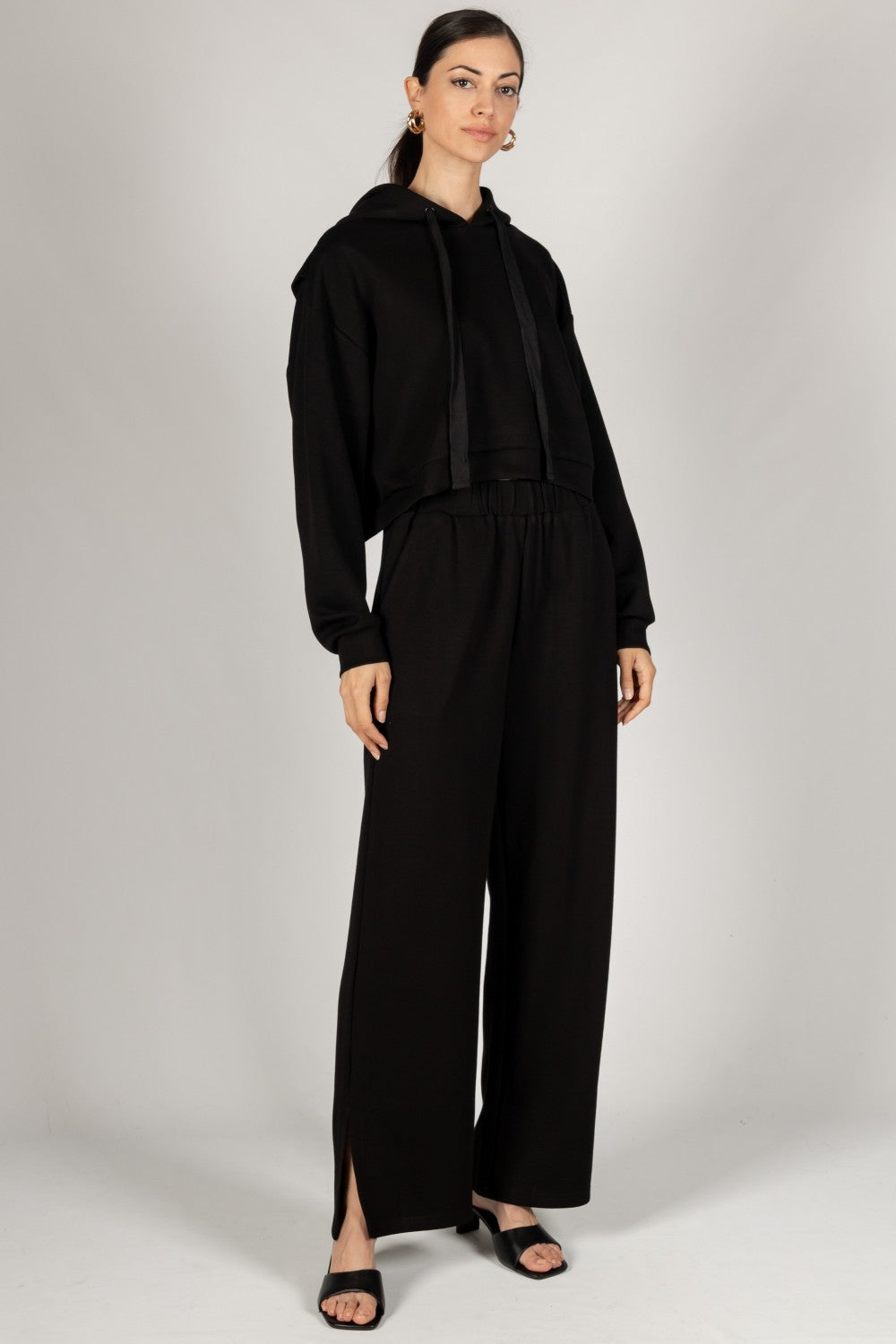 Modal Wide Leg Pants w/ Bottom Slits FINAL SALE