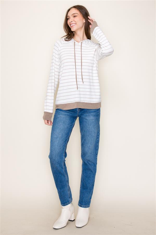 Striped Hoodie Top