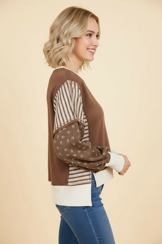 Women's Plus Size Mixed Print Patchwork Sweatshirt