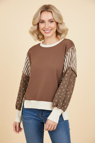 Women's Plus Size Mixed Print Patchwork Sweatshirt