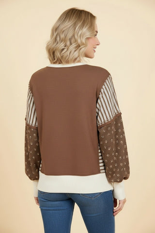 Women's Plus Size Mixed Print Patchwork Sweatshirt
