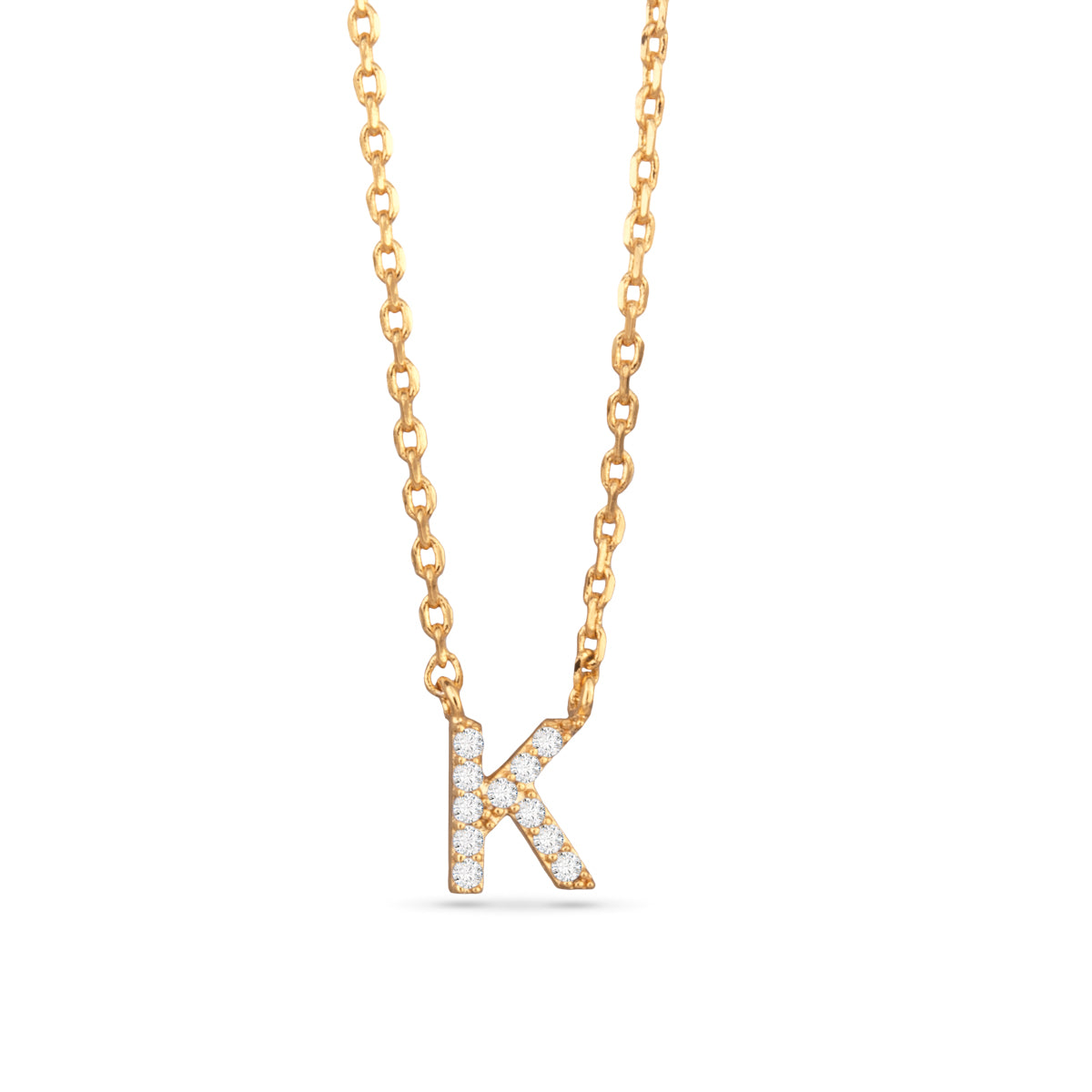 Gold CZ Initial Necklace - K