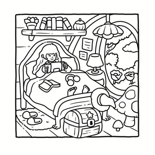 Cozy Witchy Halloween Coloring Book