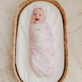 Gigi Goose Print Knit Swaddle Blanket
