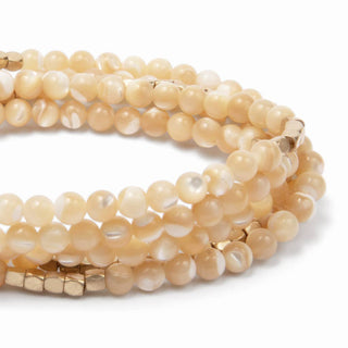 Scout Mother of Pearl & Gold Stone Wrap Bracelet & Necklace