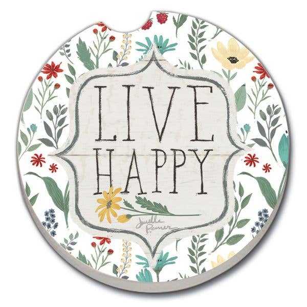 Blooming Thoughts Absorbent Stone Car Coaster 1 Pk