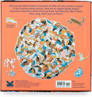 Puzzle box with a colorful illustration of cats and text describing the puzzle.