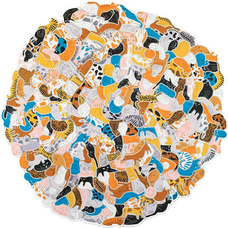 299 Cats (and a Dog) 300-piece cluster puzzle featuring uniquely shaped cat puzzle pieces and colorful feline illustrations.
