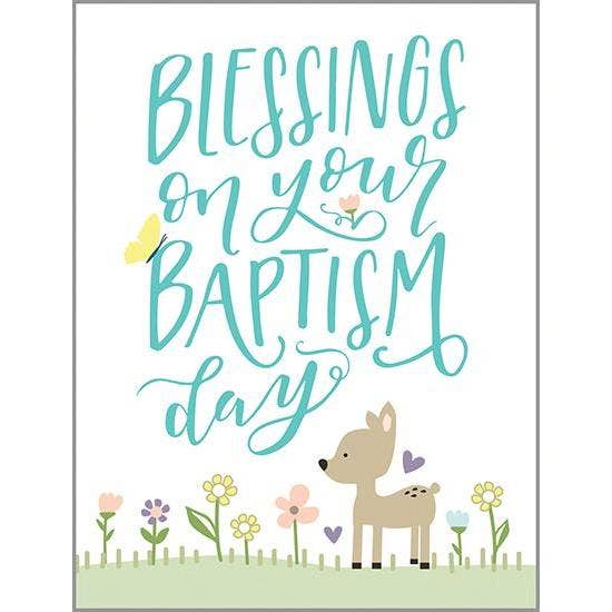 With Scripture Religious Greeting Card - Baptism Flowers