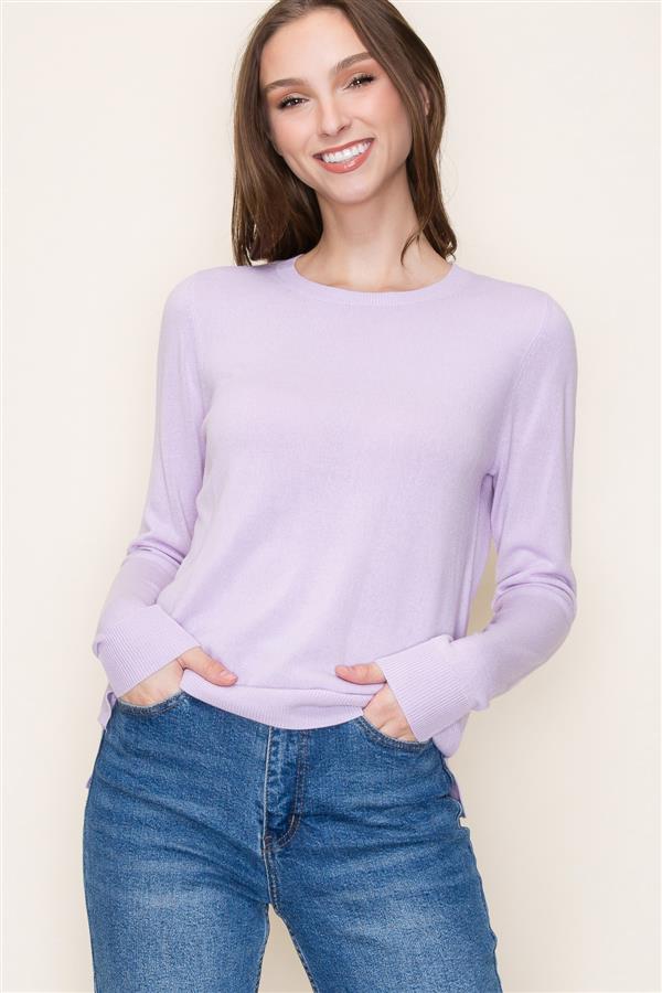 Solid Color Crew Neck Sweater