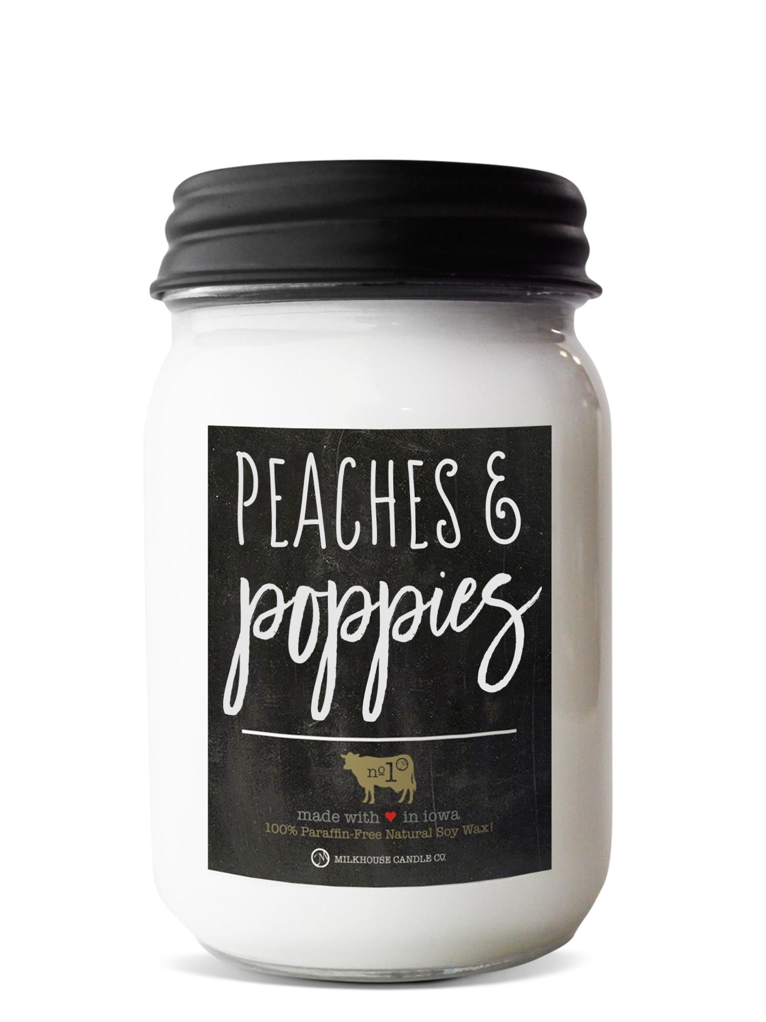Farmhouse Mason Jar Candle - Peaches & Poppies