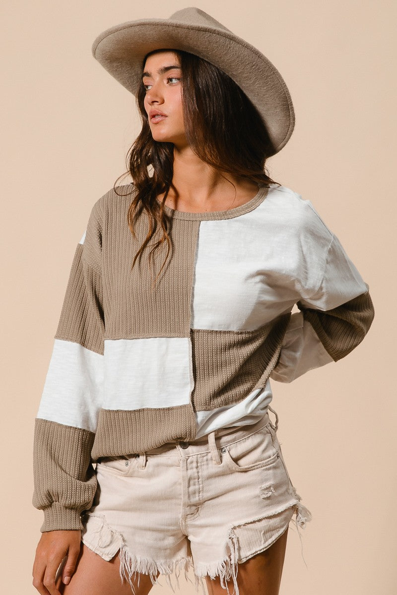 Cable Rib Texture Mix Match Top