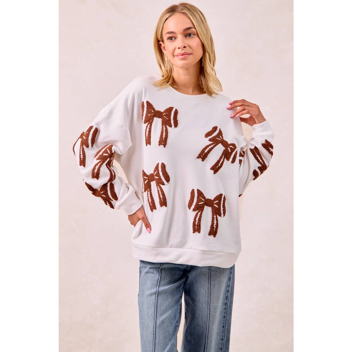 Gameday Football Bow Long Sleeve Top