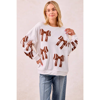 Gameday Football Bow Long Sleeve Top