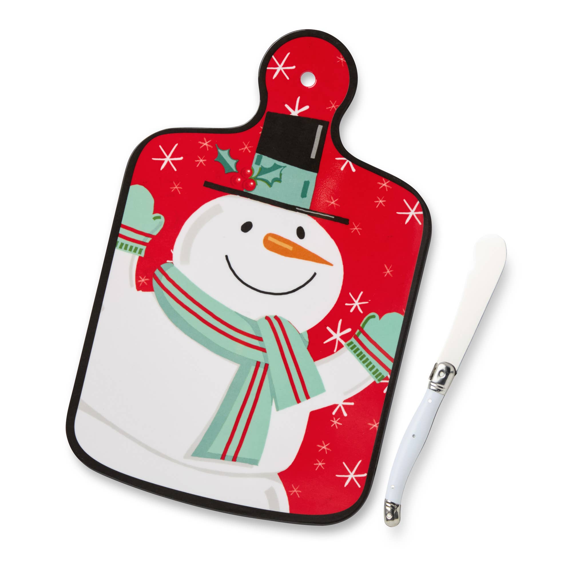 Christmas Whimsy Snowman Cheese Board and Knife Gift