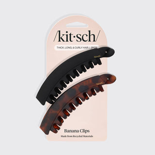 Kitsch Banana Hair Clips 2-Pack – Black & Tortoise